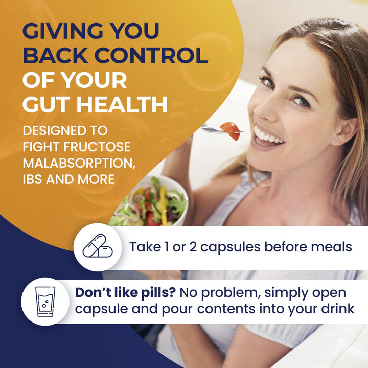 Eat Anything Xylose Isomerase Fructose Malabsorption Enzymes, FODMAP Supplement, Digestive Enzymes for Better Lactose, Fat, Protein &amp; Carbohydrate Digestion Gas &amp; Bloating Relief 120 Capsules