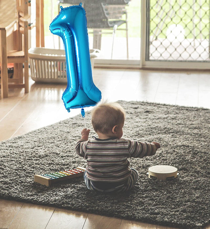 1 Number Balloon Blue Big Number Balloons 40 Inch Kit for Happy Birthday Party Decorations Foil Mylar Helium Baby Shower, 1 Piece