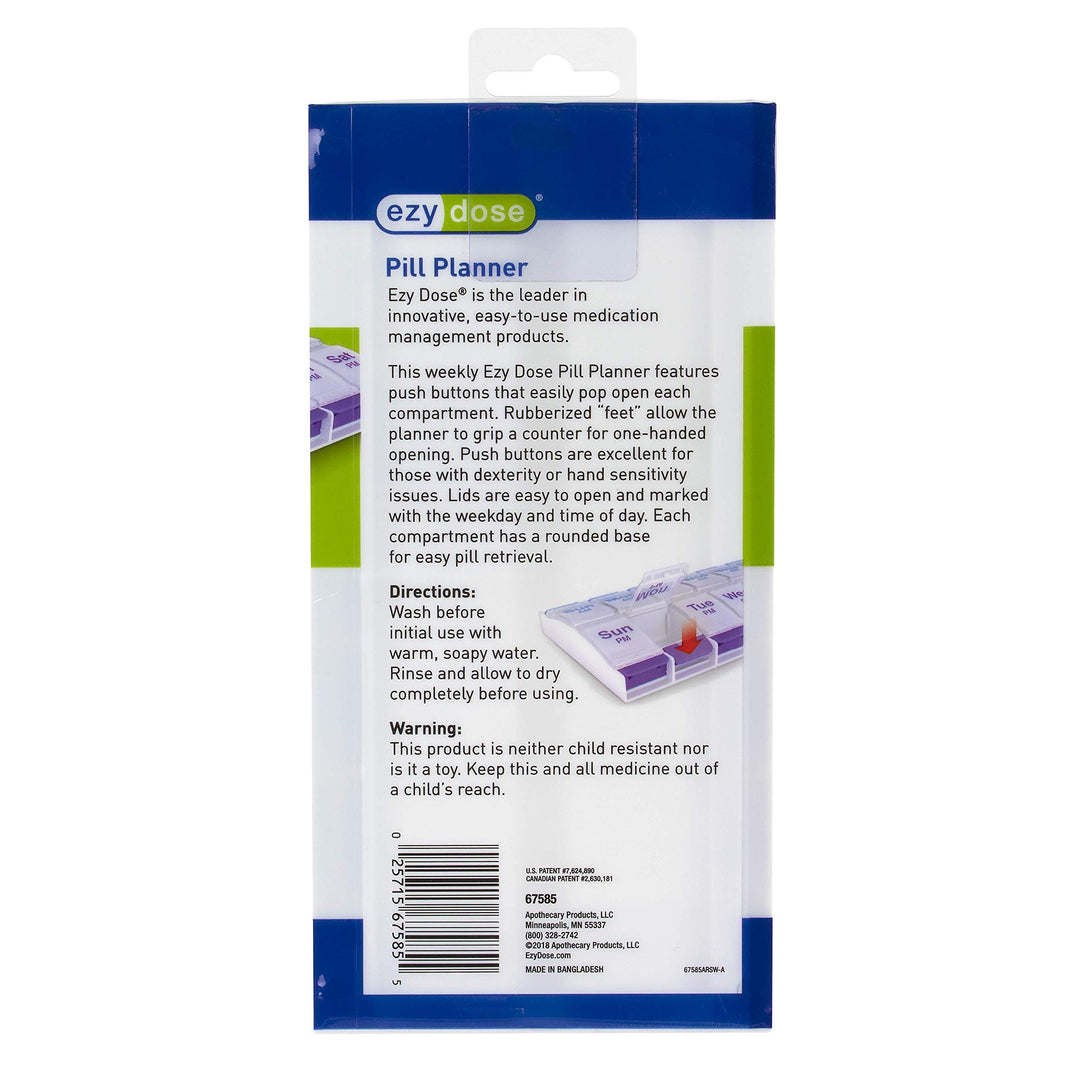 EZY Dose AM/PM 7Day Push Button 6/36 1 ea