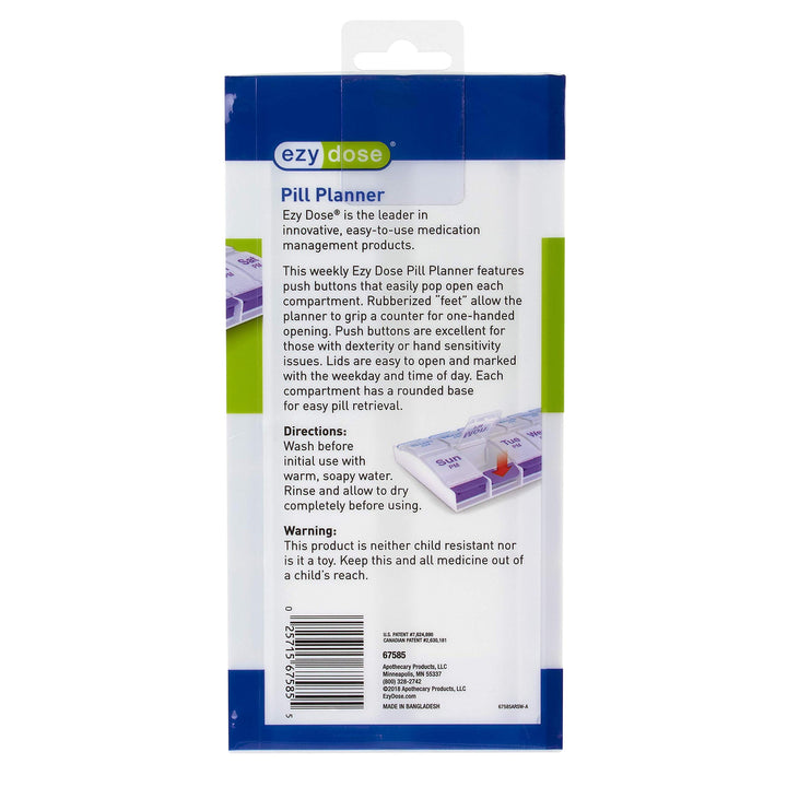 EZY Dose AM/PM 7Day Push Button 6/36 1 ea