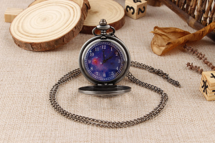 Hollow Gear Quartz Pocket Watch, Vintage Bronze Necklace Pendant Clock Chain(CF109)