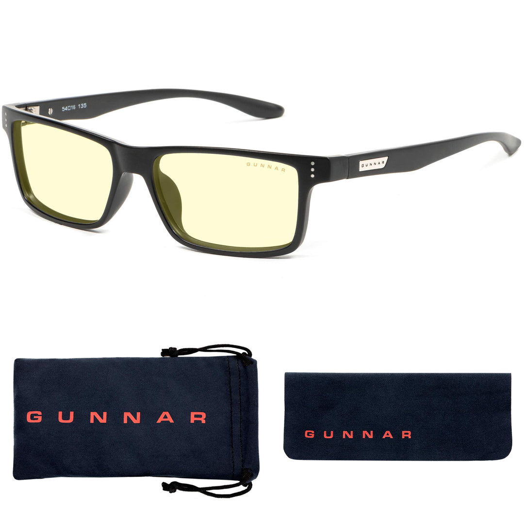 GUNNAR - Premium Reading Glasses - Blocks 65% Blue Light - Vertex, Onyx, Amber Tint, Pwr +1.5