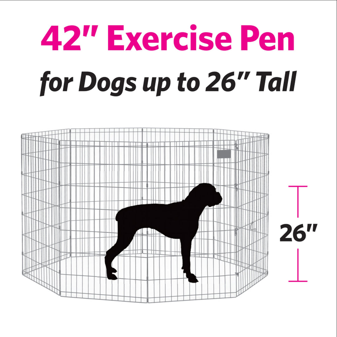 Dog Exercise Pen &amp; Playpen, 24 W x 42 H, No Door, Black