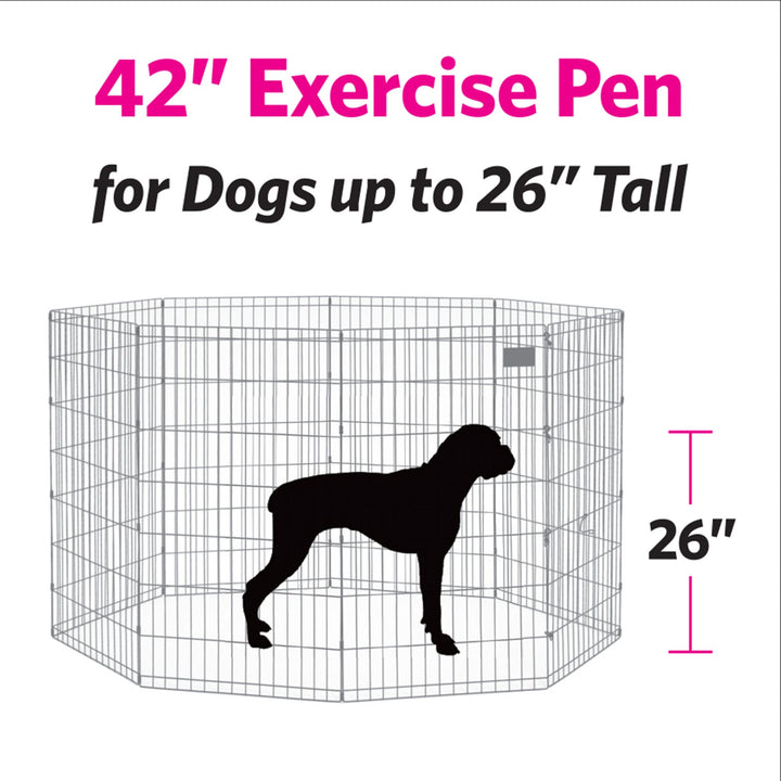 Dog Exercise Pen &amp; Playpen, 24 W x 42 H, No Door, Black