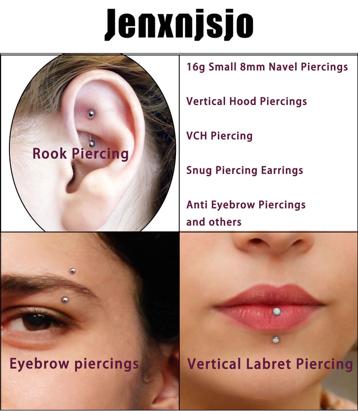 Eyebrow Rook 16g Piercing Jewelry Rings for Women Vertical Labret Lip Hood 16 Gauge Curved Barbell Snug Earrings Belly Button Snake Frog Eyes Vch Bridge Cartilage Daith Surface Anti Tragus