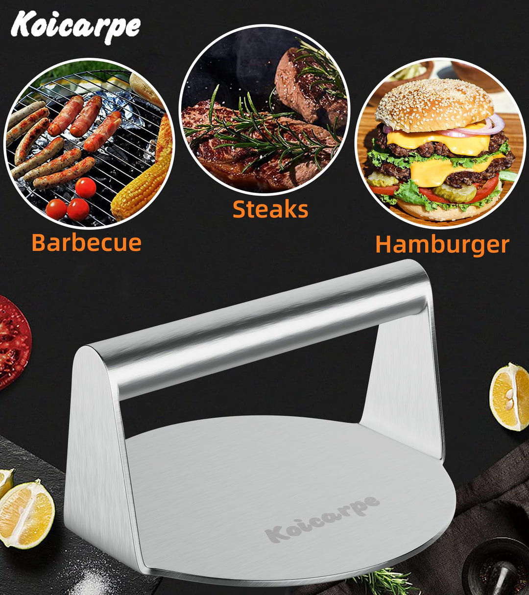 Burger Press- 5.5-Inch Grill Burger Smasher Hamburger Patty Maker Stainless Steel Meat Grinder for Perfect Homemade Hamburgers - Ideal for Beef and BBQ Barbecue