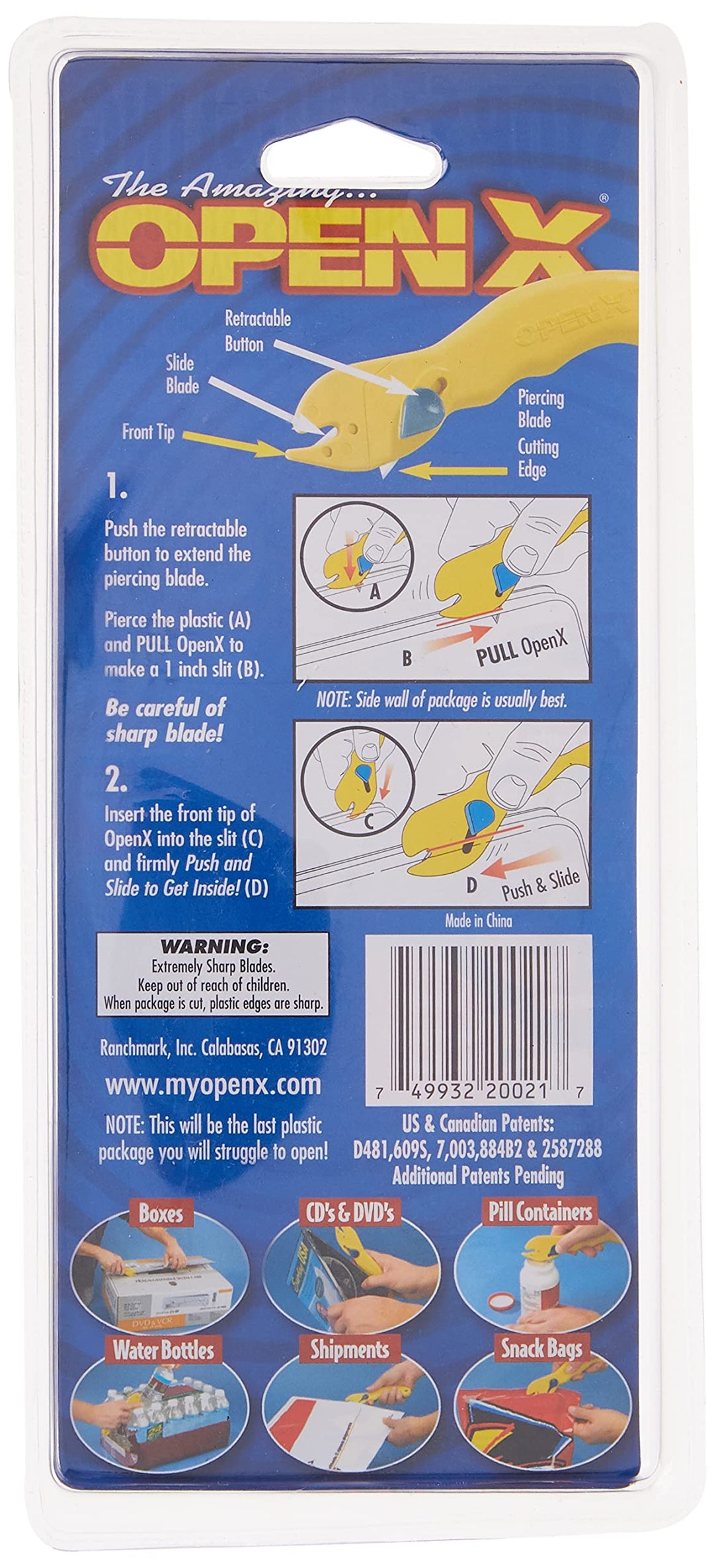 OpenX Dual Blade Universal Package Opener 7L x 1 1/2H inches