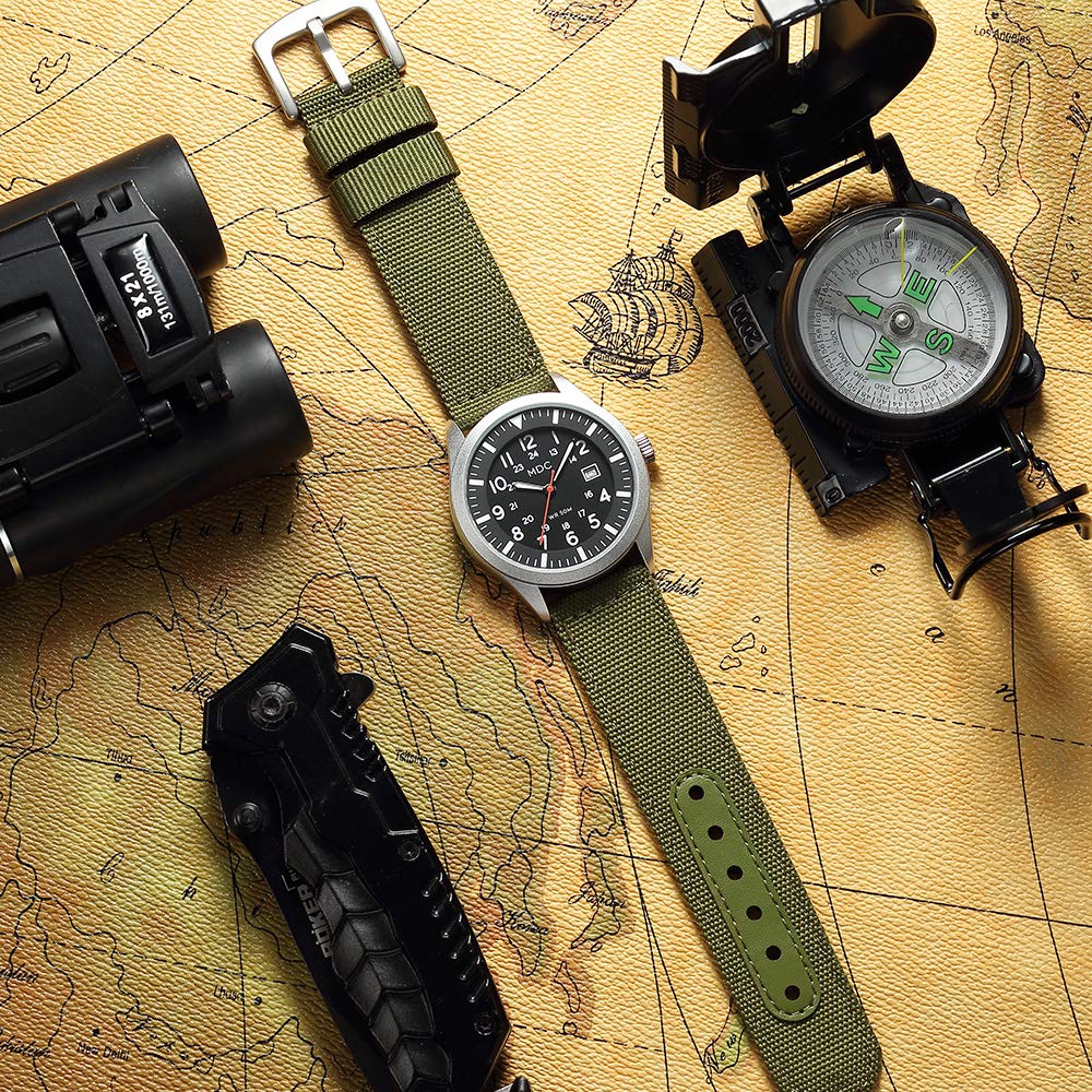 Black Military Analog Wrist Watch for Men, Mens Army Field Tactical Sport Watches Work Watch, Waterproof Outdoor Casual Quartz Wristwatch,5ATM Waterproof