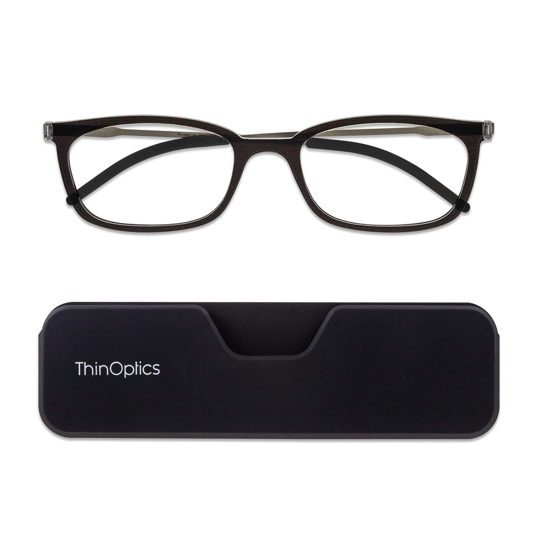 Unisex Adult Glasses Reading, Attachable Case / Rectangle Black, 1.50 US
