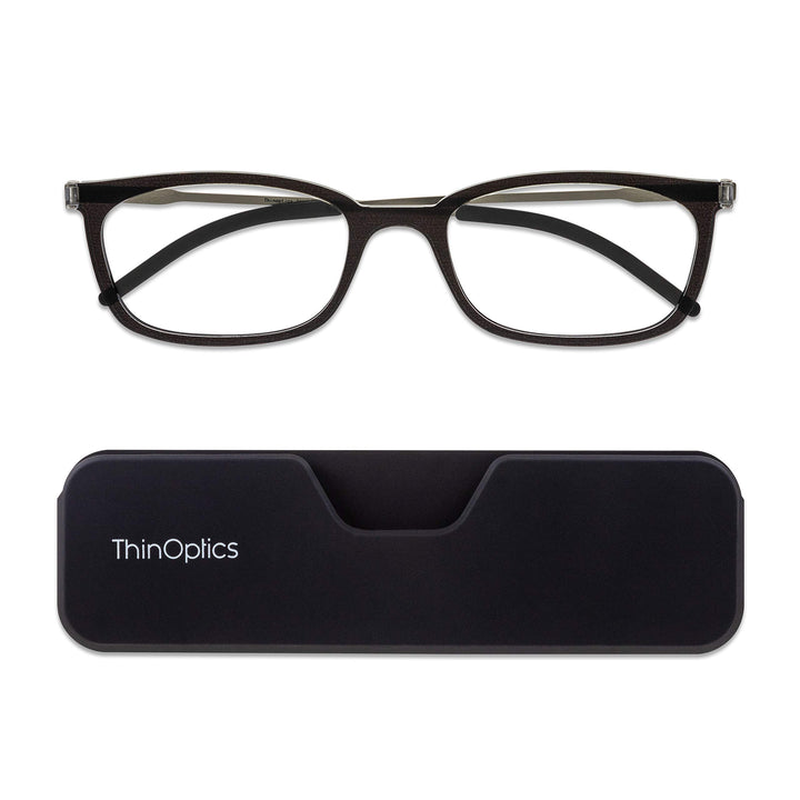 Unisex Adult Glasses Reading, Attachable Case / Rectangle Black, 1.50 US