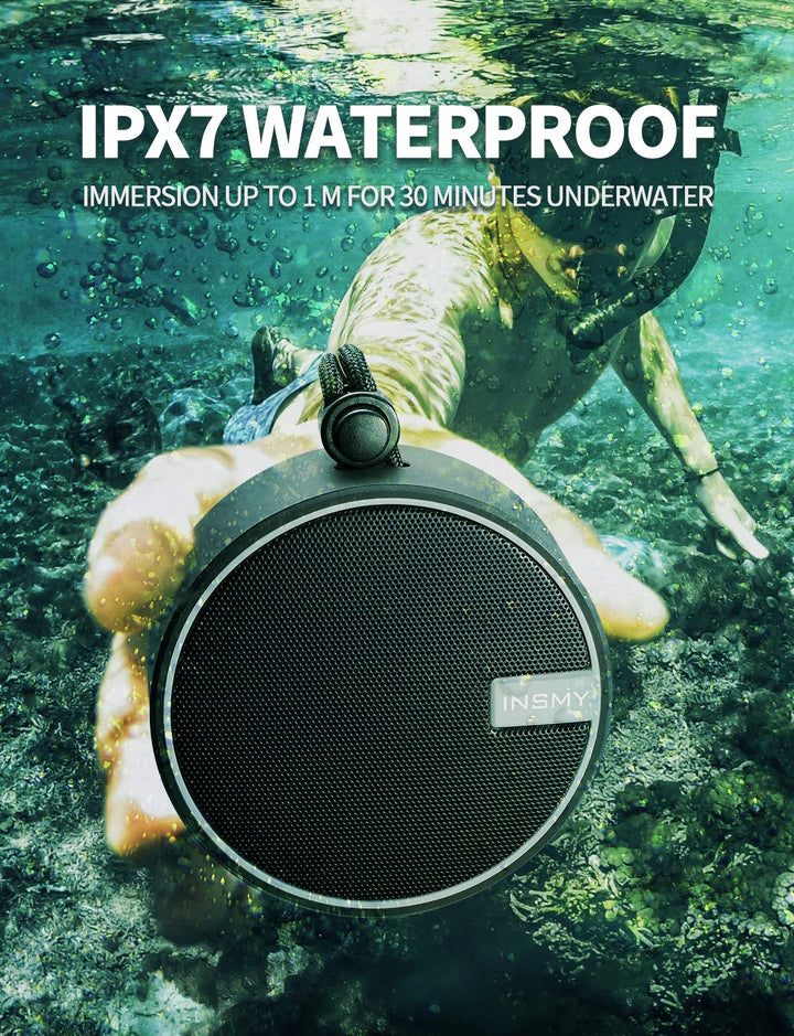C12 IPX7 Waterproof Shower Bluetooth Speaker, Portable Small Speaker, Speakers Bluetooth Wireless Loud Clear Sound Support TF Card Suction Cup for Kayak Canoe Beach Gift (Black)