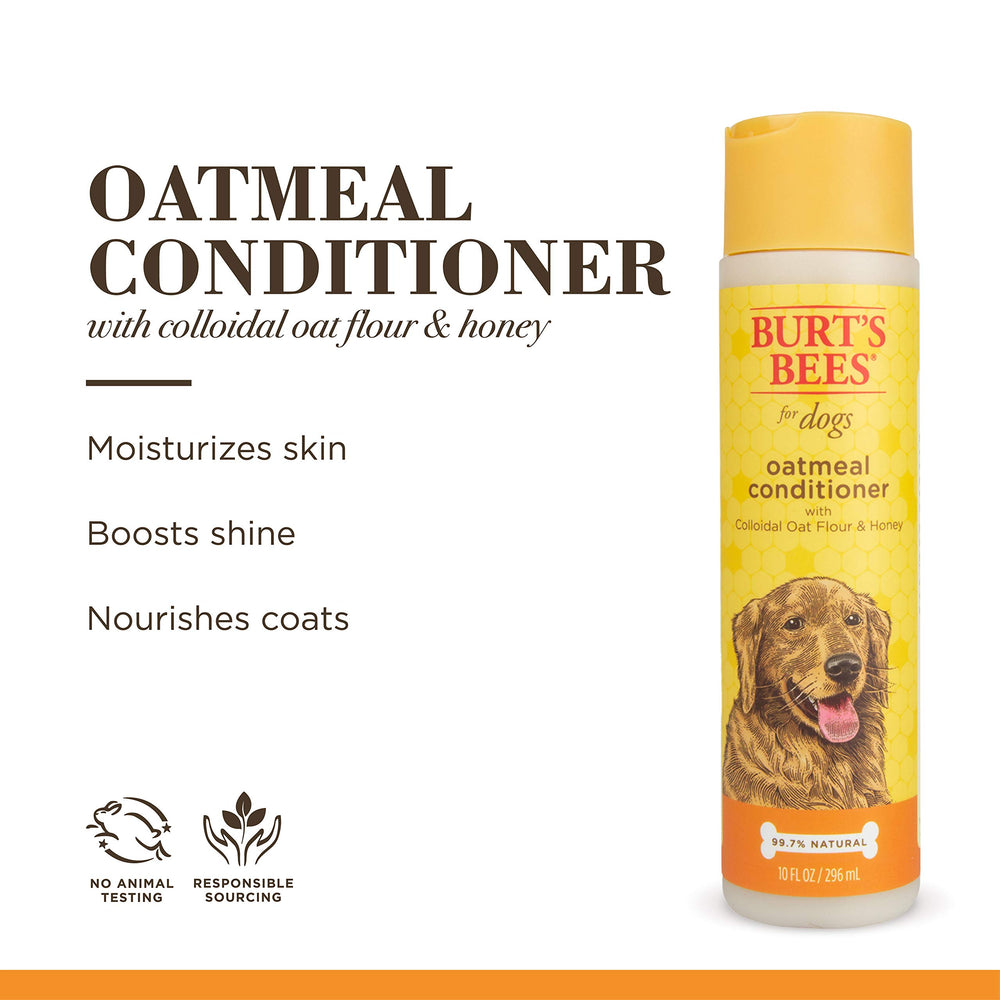 Burt's Bees for Pets Oatmeal Dog Conditioner with Colloidal Oat Flour and Honey, 95% Natural Origin Formulas, Gentle Dog Conditioner, Best Dog Conditioner for Itchy Dogs, 10 oz