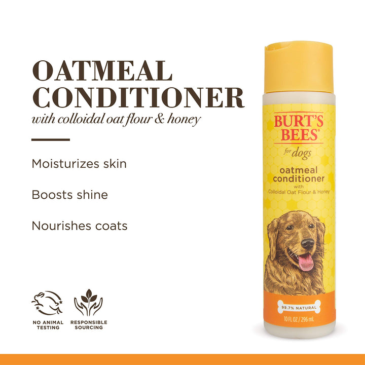 Burt&#39;s Bees for Pets Oatmeal Dog Conditioner with Colloidal Oat Flour and Honey, 95% Natural Origin Formulas, Gentle Dog Conditioner, Best Dog Conditioner for Itchy Dogs, 10 oz