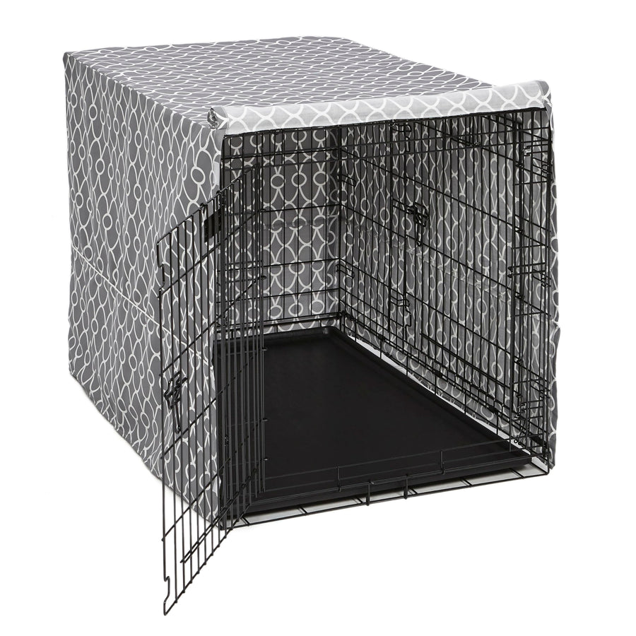 Dog Crate Cover, Privacy Dog Crate Cover Fits Midwest Dog Crates, Crate Cover Only; Machine Wash & Dry; Gray Geo Print; 42 inch