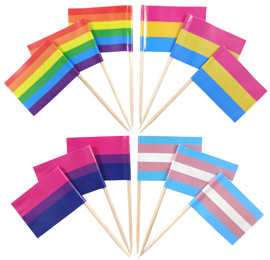 Rainbow Gay Pride Toothpick Flag LGBT Mini Small Transgender Trans Pride Flag Pan Bi Cupcake Topper Flags, 4 kinds, 200 pcs