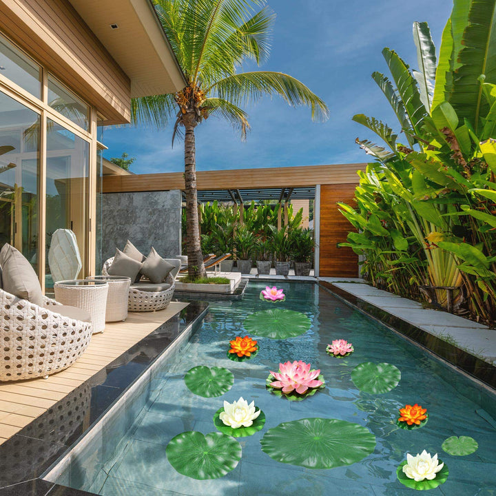 ZAUGONTW 10 Pieces Realistic Lily Pads Leaves for Ponds, Artificial Floating Foam Lotus Leaves, Water Lily Pads Artificial Foliage Pond Decor for Koi Fish Pool Patio Aquarium