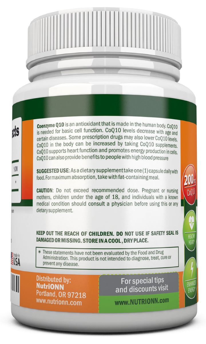 CoQ10 200mg (Double Strength), 120 Capsules - High Absorption Coenzyme Q10 - Scientifically Proven Extra Strength CoQ10 Ubiquinone - 4 Month Supply
