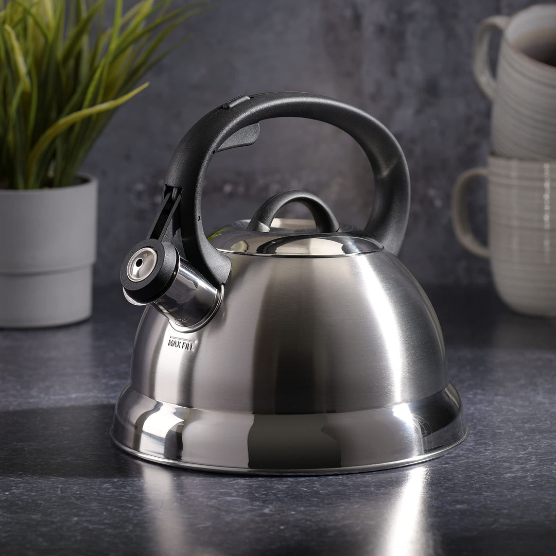 Flintshire Stainless Steel Whistling Tea Kettle, 1.75-Quart, Silver