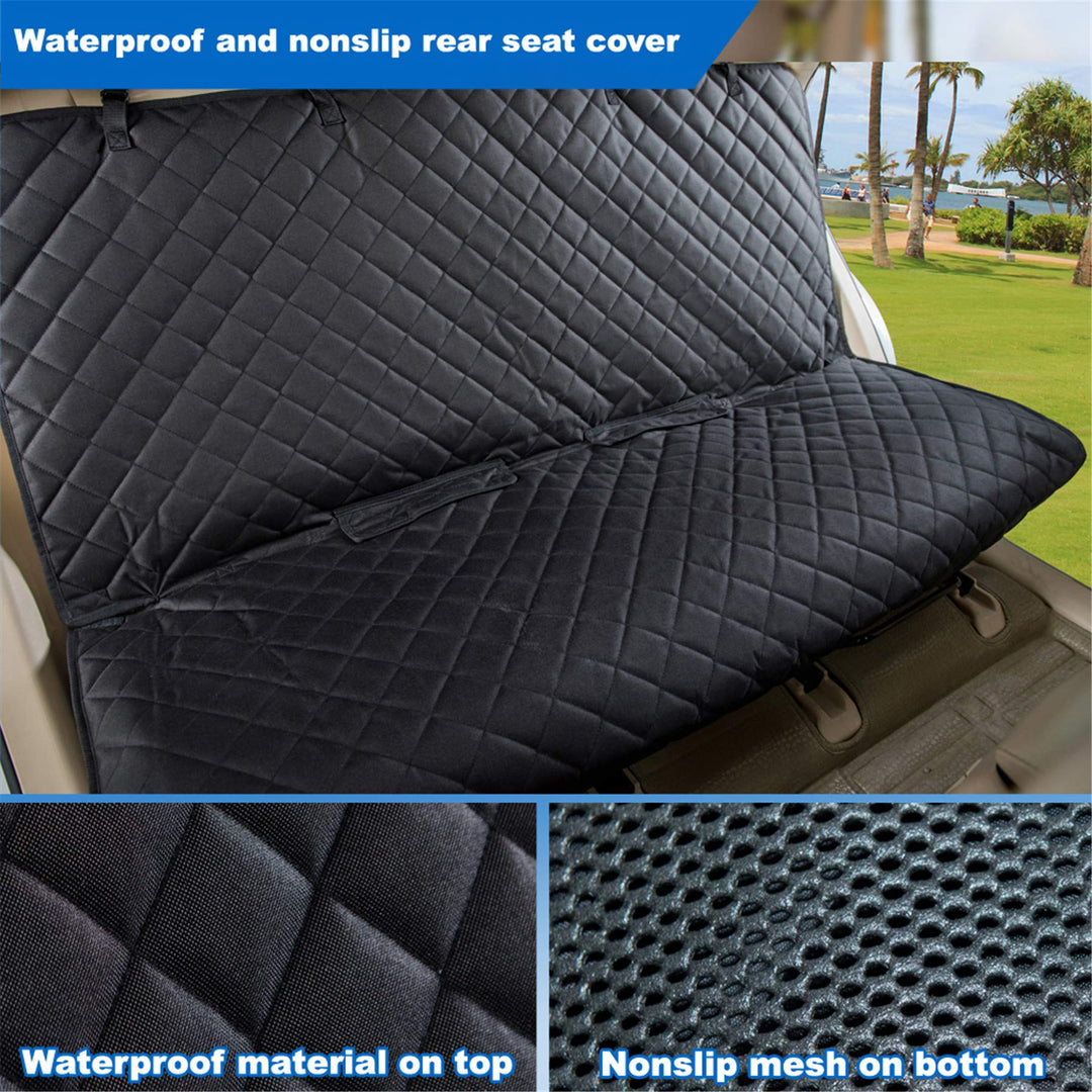 Bench Car Seat Cover Protector - Waterproof, Heavy-Duty and Nonslip Pet Car Seat Cover for Dogs with Universal Size Fits for Vehicles, Trucks &amp; SUVs(Black)