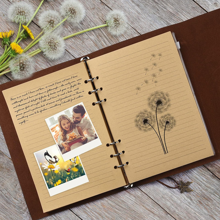 Leather Journal Notebook, Refillable Writing Journal Diary Planner for Women Girls (Blue, A5-9.3&#39;&#39;×6.3&#39;&#39;)