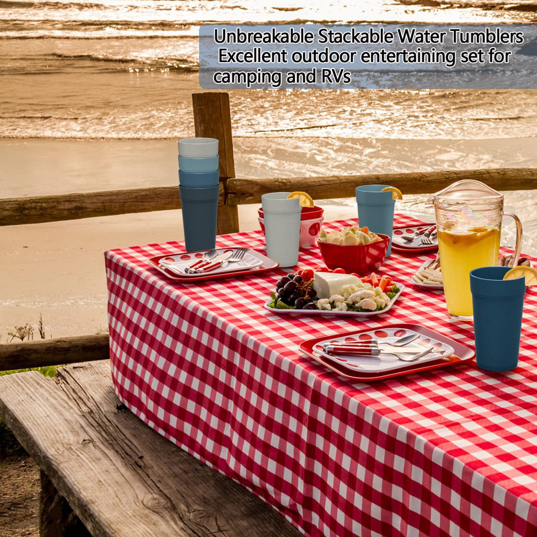 20 Oz Tumbler Cups,Unbreakable Drinking Cups Microwave and Dishwasher Safe BPA Free E-Co Friendly Reusable Cup For Smoothies,Water,Wine,Alcohol Etc. DrinksSet of 8