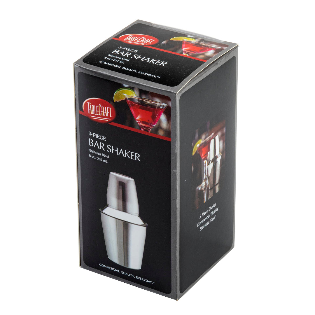 TableCraft 375 3-Piece Stainless Steel Cocktail Shaker, 8-Ounce
