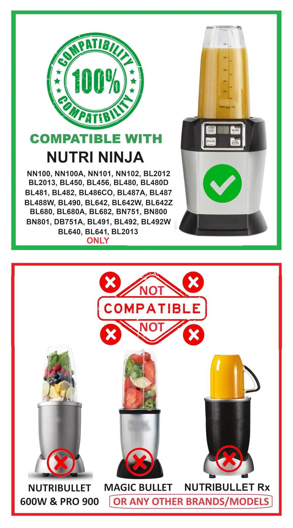 18 Ounce Small Cup Jar with Sip N Seal Lids - Replacement Cup Compatible with Nutri Ninja Auto-iQ 1000w Series and Duo Blenders - Premium Blender Cups Replacement (2 Pack)