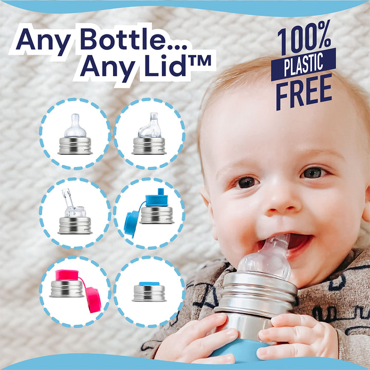 Kiki 11oz/325ml Stainless Steel Sippy Cup Bottle w/Sleeve, Plastic-Free, MadeSafe Certified, Medical-Grade XL Silicone Sipper Spout Fast Flow Rate for Kids, Toddlers, Babies &amp; Infant - Green