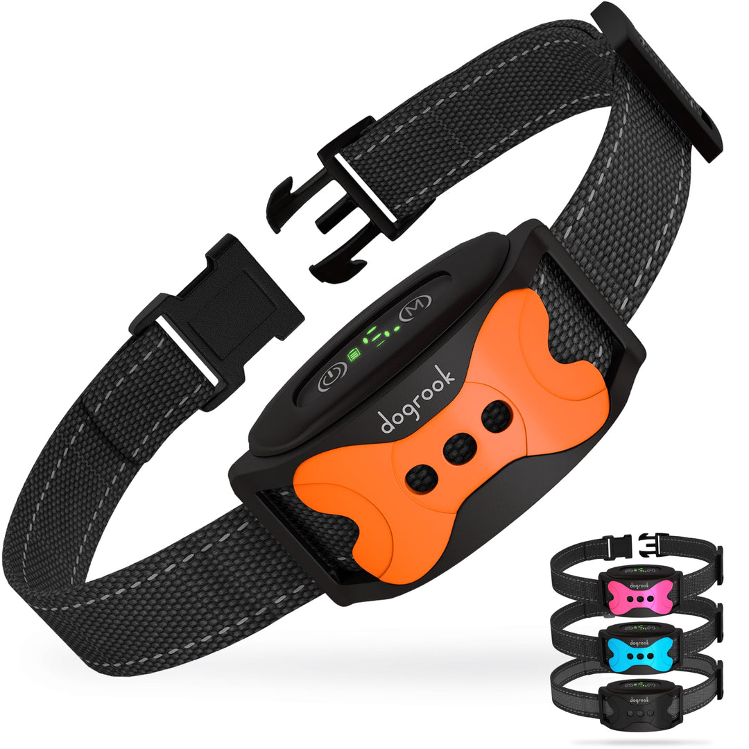 Rechargeable Dog Bark Collar - Smart, No Shock Dog Training Collar with Noise and Vibration - No Bark Collar - Anti Bark Waterproof Dog Collar - Small, Medium &amp; Large Dog Collar - 12-110 lbs