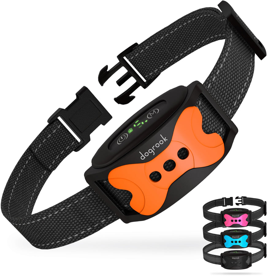 Rechargeable Dog Bark Collar - Smart, No Shock Dog Training Collar with Noise and Vibration - No Bark Collar - Anti Bark Waterproof Dog Collar - Small, Medium & Large Dog Collar - 12-110 lbs