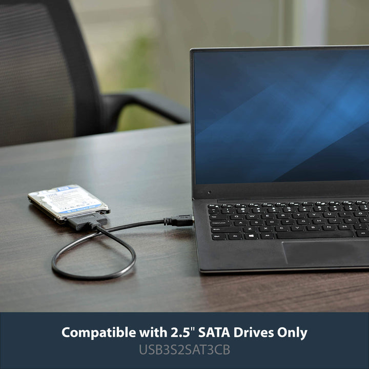 SATA to USB Cable - USB 3.0 to 2.5” SATA III Hard Drive Adapter - External SATA USB Converter for SSD/HDD Data Transfer - Black (USB3S2SAT3CB)