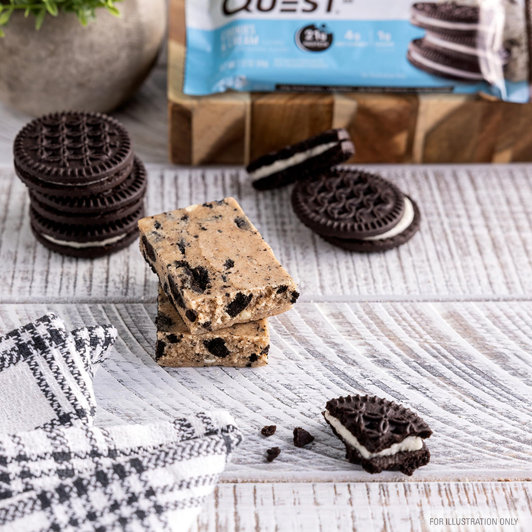 Cookies &amp; Cream Protein Bars, 21g Protein, 1g Sugar, 4g Net Carb, Gluten Free, Keto Friendly, 12 Count