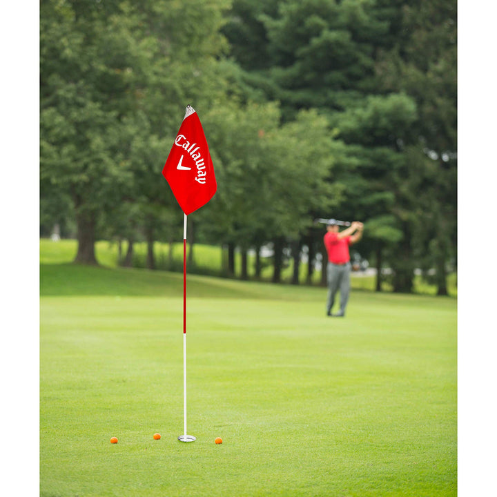 Callaway Golf Flagstick & Cup Set, 7' Nylon Flag, 3 Soft-Flight Balls