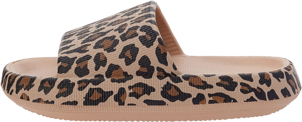 Slides for Women | Pillow Slippers Bathroom Sandals | Extremely Comfy | Cushioned Thick Sole 37-38 Leopard