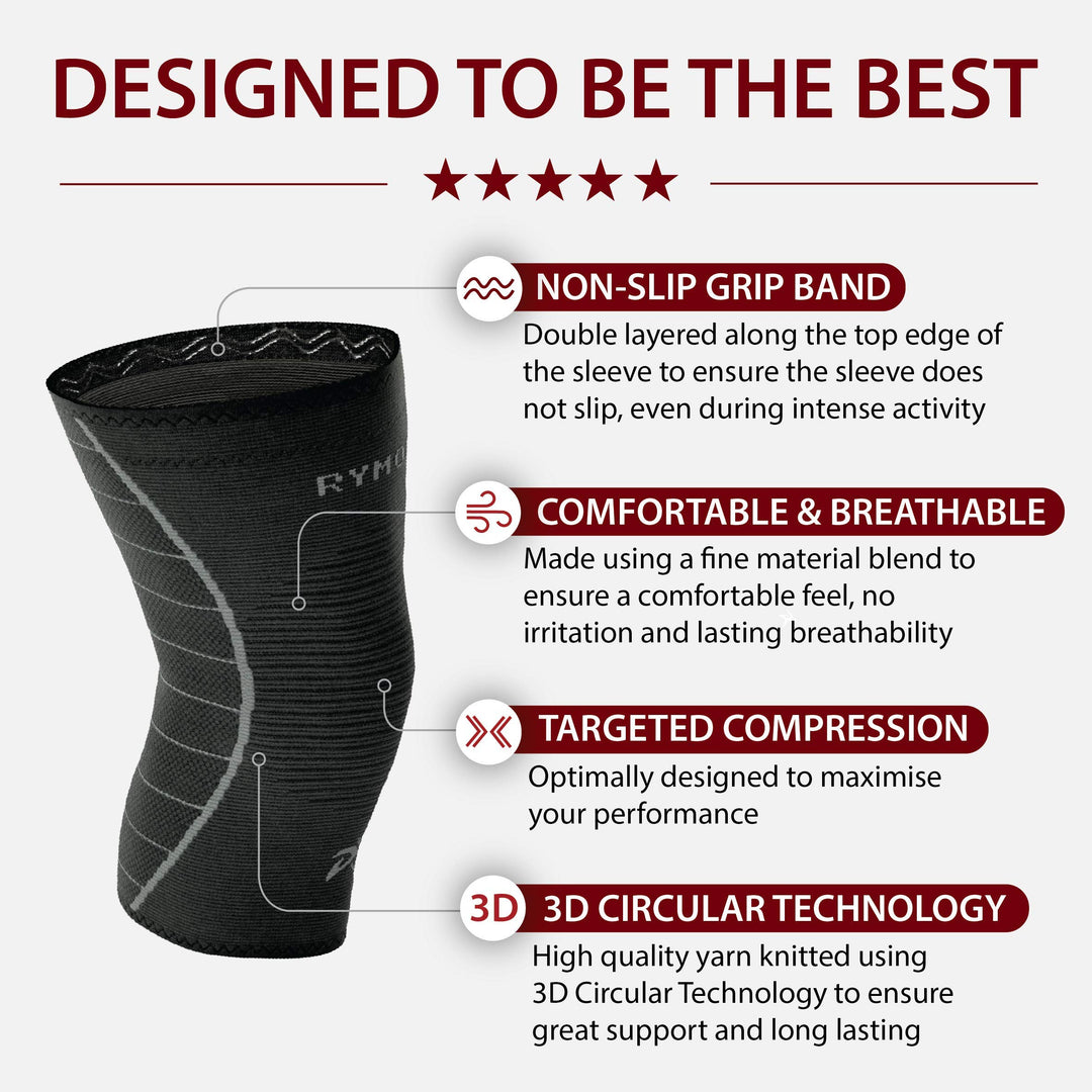 Knee Support Sleeve for Men and Women (Black) (Single W