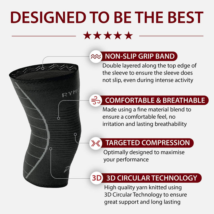 Knee Support Sleeve for Men and Women (Black) (Single W