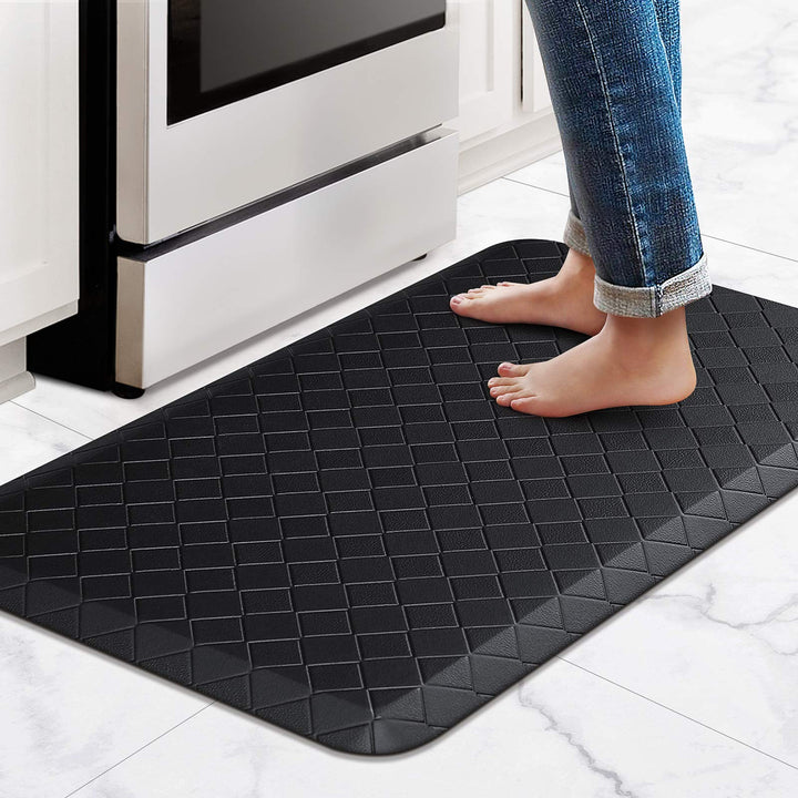 Floor Mat Cushioned Anti-Fatigue ,17.3x28,Thick Waterproof Non-Slip Mats and Rugs Heavy Duty Ergonomic Comfort Rug for Kitchen,Floor,Office,Sink,Laundry,Black