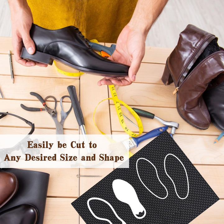 Shoe Rubber Sole Sheet, 1.2MM Thick Shoe Sole Repair Rubber, Non-Slip Rubber Soling Sheet for Bottom of Shoe, Black
