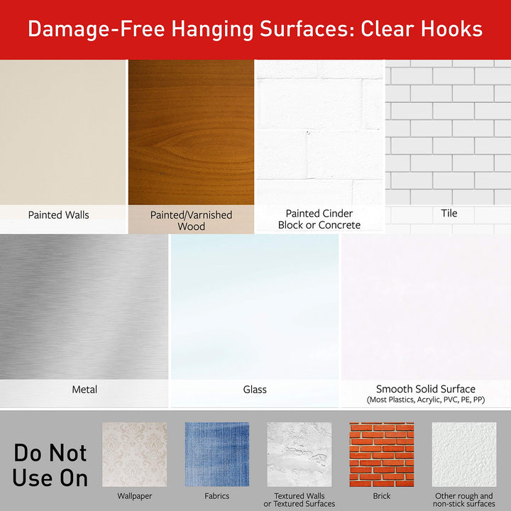 Small Refill Adhesive Strips, Damage Free Hanging Wall Adhesive Strips for Small Indoor Wall Hooks, No Tools Removable Adhesive Strips for Living Spaces, 16 Clear Strips