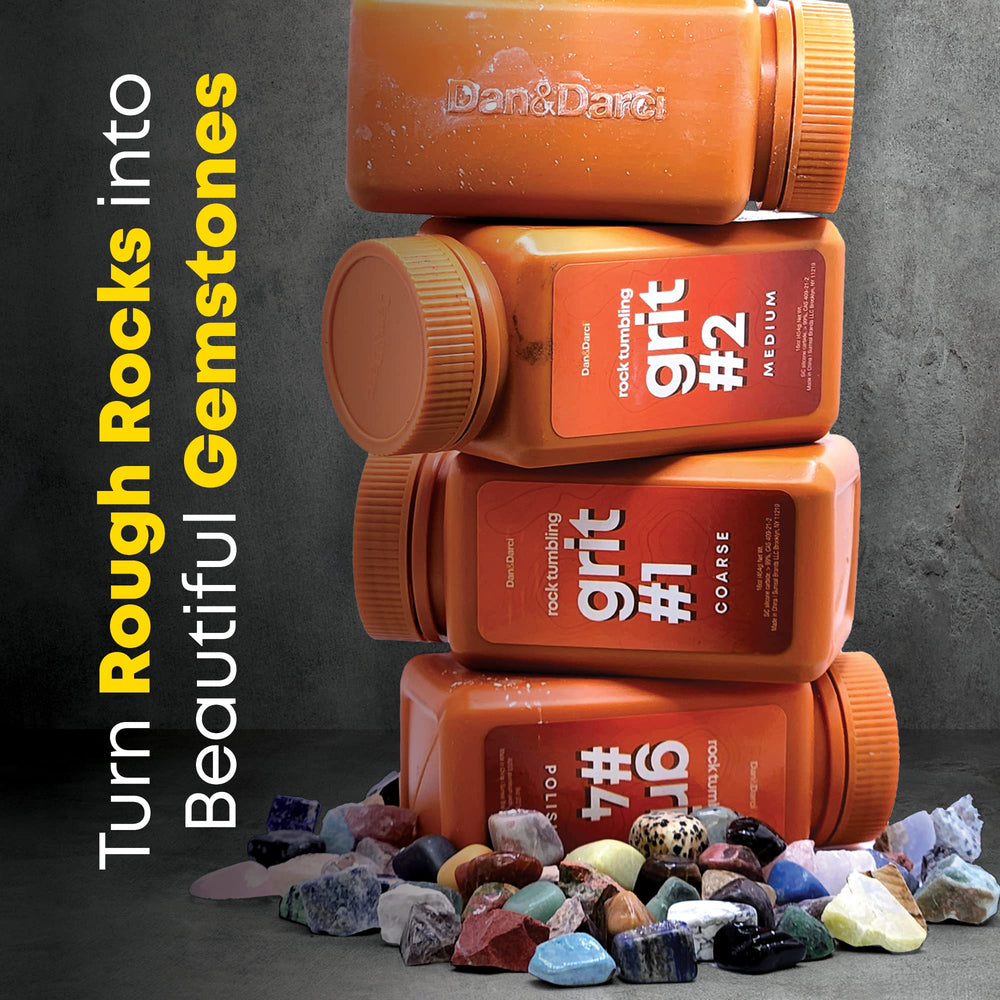 Rock Tumbler Grit Refill Kit - 3.5 Pounds Grits Media + Poly Plastic Pellets - Rocks Polishing Refills for Any Brand Rock Tumblers - Rock Polish Tumbling Supplies Set - Stone Polisher