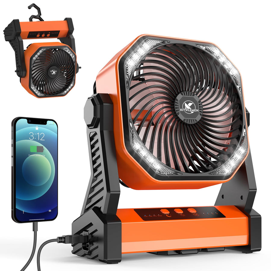 KITWLEMEN Camping Fan with LED Lantern, 20000mAh Rechar
