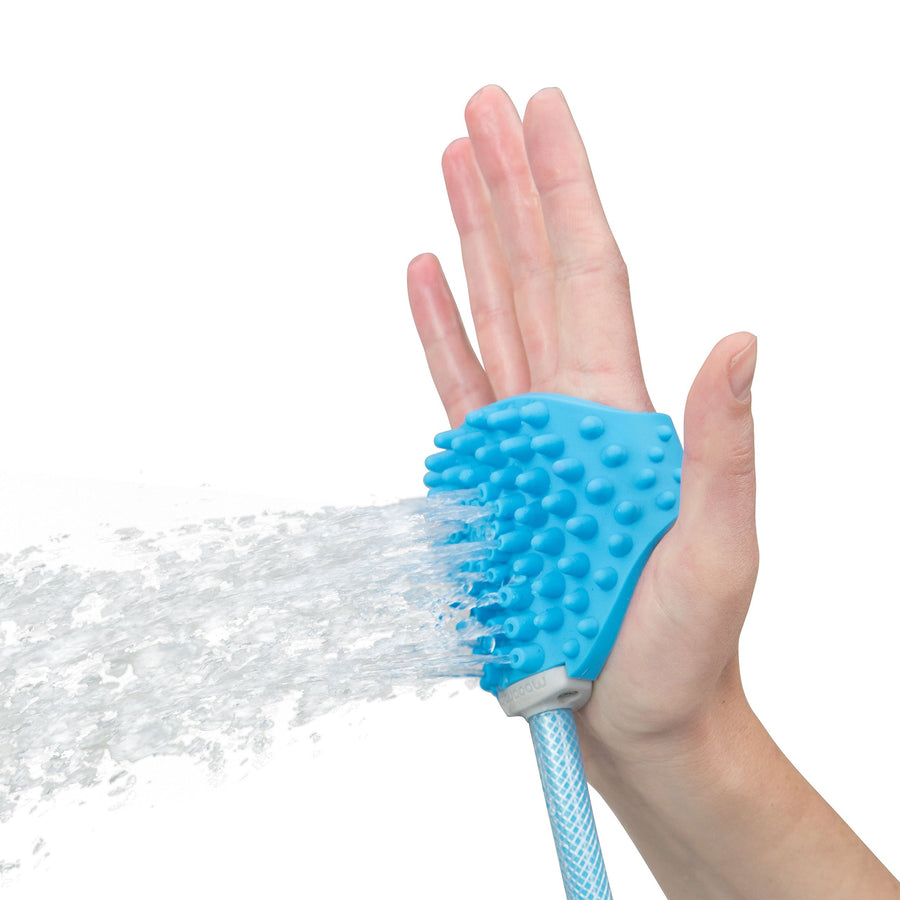 Pet Bathing Tool – Sprayer and Scrubber in One – Compatible with Indoor Shower or Outdoor Garden Hose – For Dog and Cat Grooming – Garden Hose and Shower Adapters Included