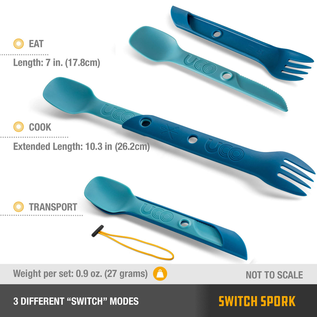 2-Piece Switch Spork Camping Spoon-Fork-Knife Utensil