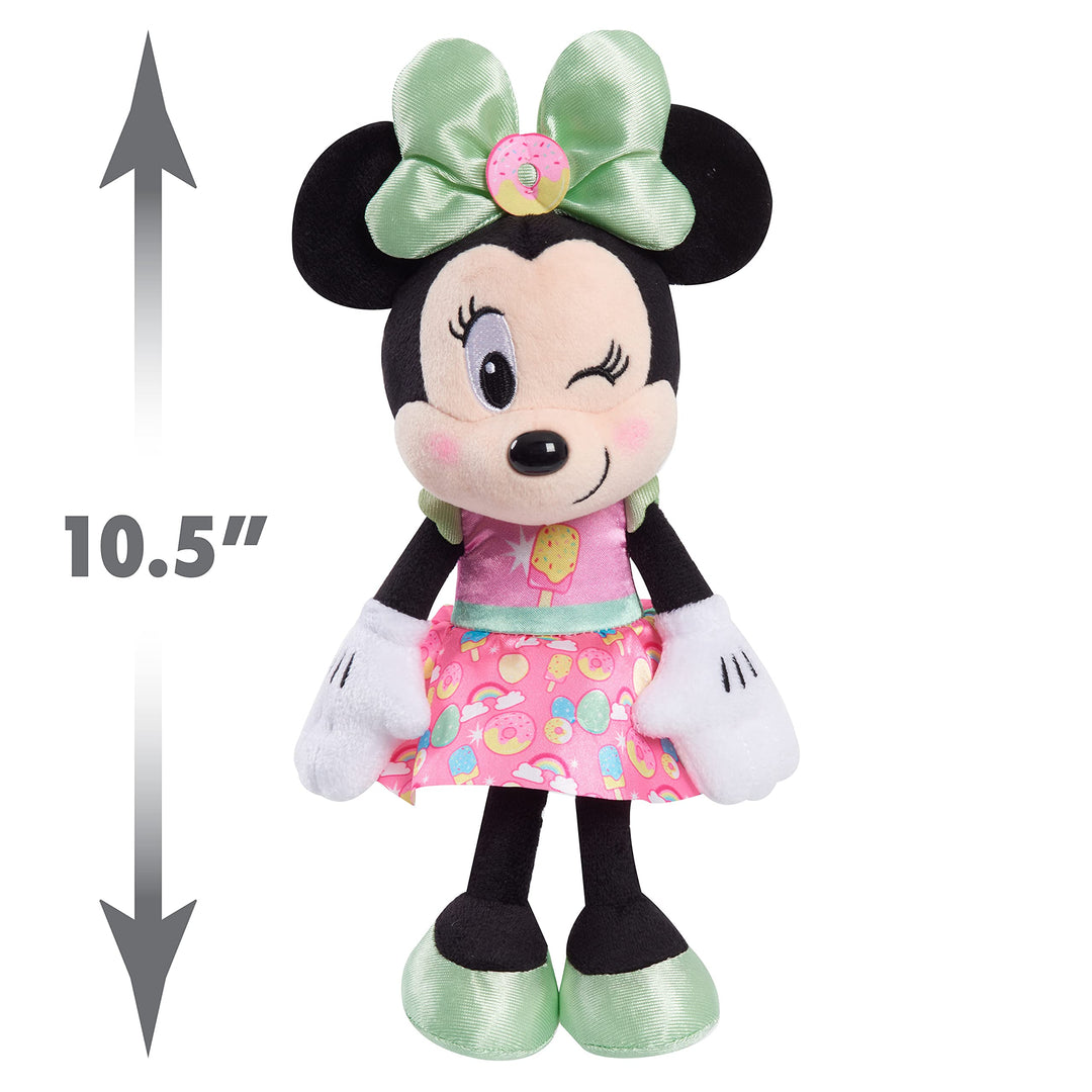 Disney Junior Minnie Mouse 8-Inch Small Sweets Minnie Mouse Beanbag Plush, Minnie Mouse In Pink Sweet Treats Dress, Stuffed Animal