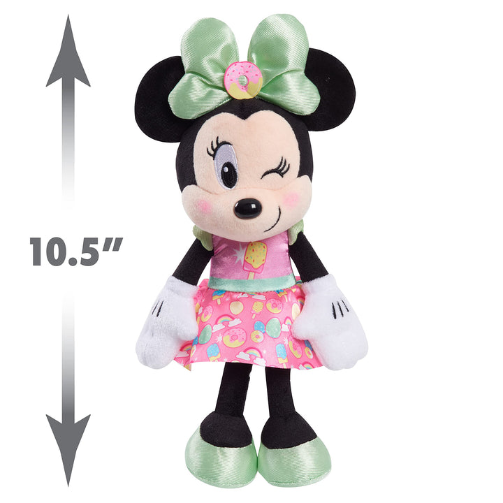 Disney Junior Minnie Mouse 8-Inch Small Sweets Minnie Mouse Beanbag Plush, Minnie Mouse In Pink Sweet Treats Dress, Stuffed Animal