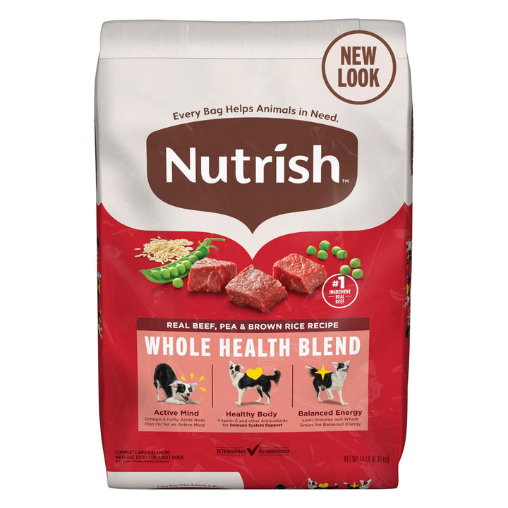 Nutrish Real Beef, Pea &amp; Brown Rice Recipe Whole Health Blend Dry Dog Food, 14 lb. Bag, Packaging May Vary (Rachael Ray)