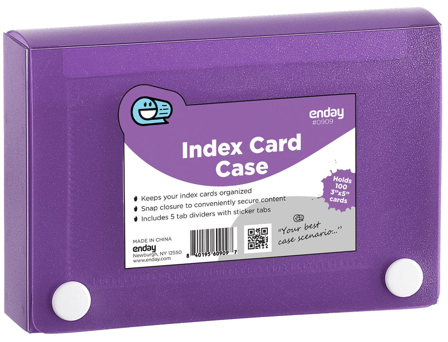 Index Card Holder Purple, 3x5 Note Flash Card Organizer Case, File Box with 5 Dividers, Notecard Box Holds 100 Cards, Also Available in Red, Blue, Green, Pink, Grey, 1 Pack – By