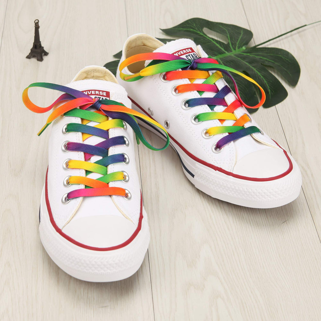 Rainbow Fun Shoelaces for Kids, Girls and Women, Colorful Pastel Shoe Laces with Metal Aglets 1 Pair (39 (100CM), Rainbow)