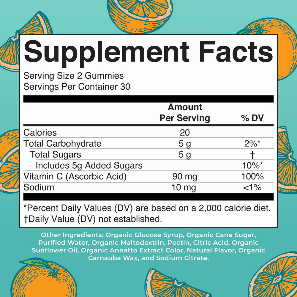 Kids Vitamin C Gummies | Supplement for Immune Support & Overall Health | Vitamin C for Kids Ages 4+ | USDA Organic | Vegan | Non-GMO | 60 Servings