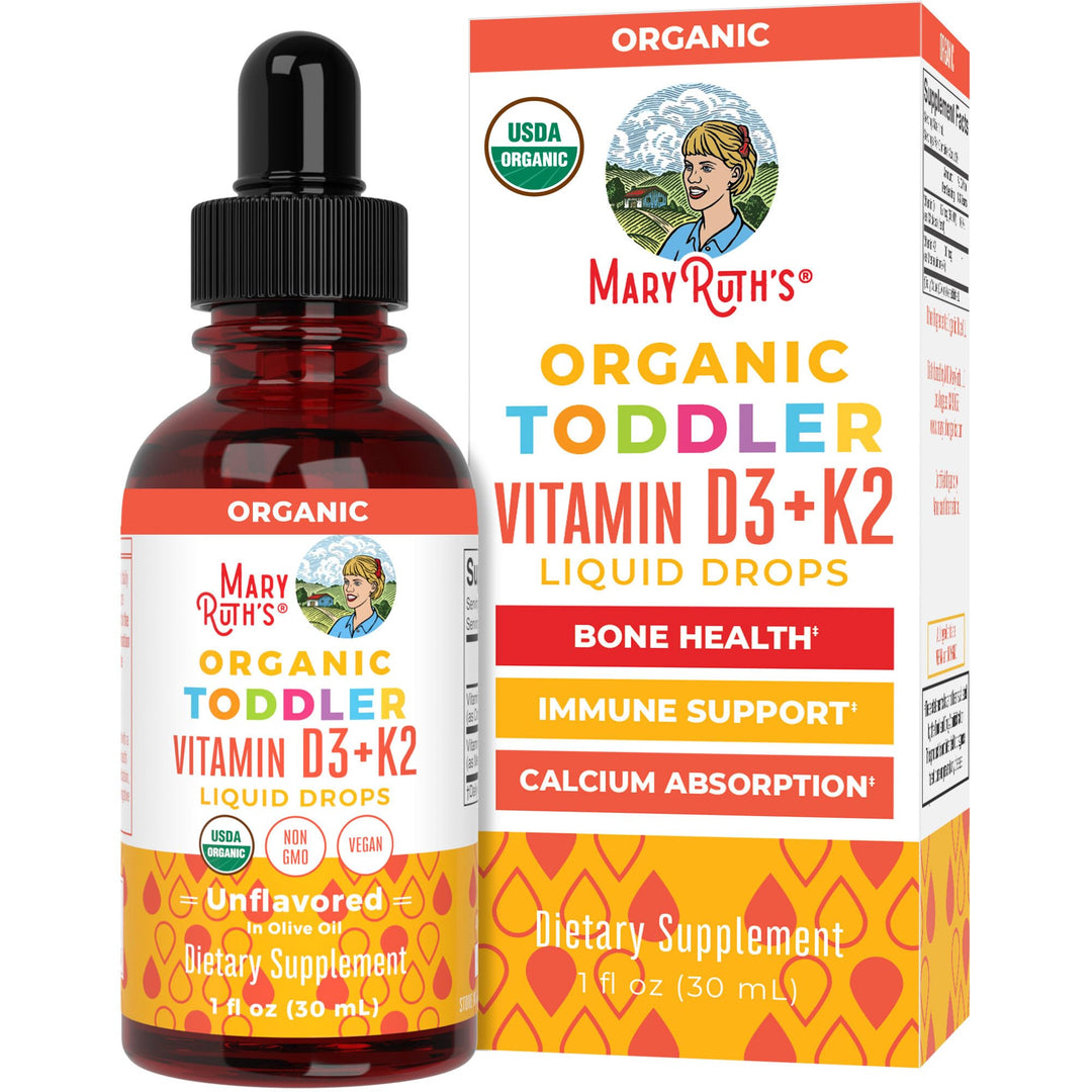 Vitamin D3 | Vitamin K2 | Vitamin D3 K2 Drops | K2 D3 Vitamin Liquid Supplement for Toddlers | Kids Supplement for Calcium Absorption Strong Bones | Vegan | Gluten Free | 1 Fl Oz